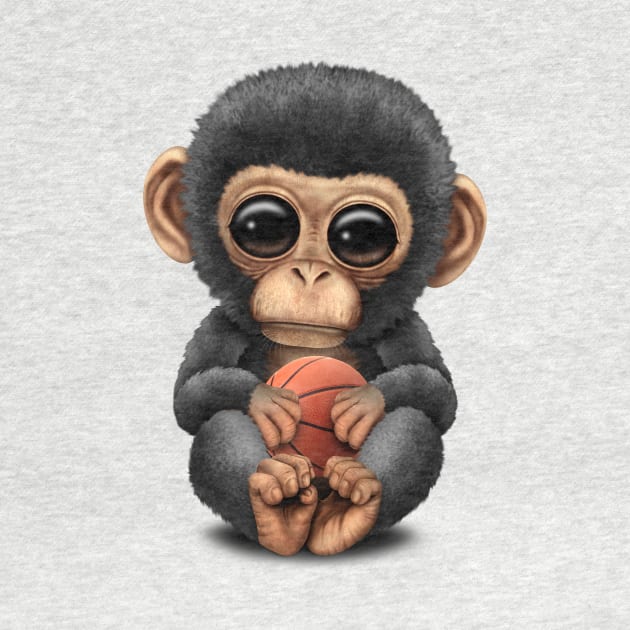 Cute Baby Chimp Playing With Basketball by jeffbartels